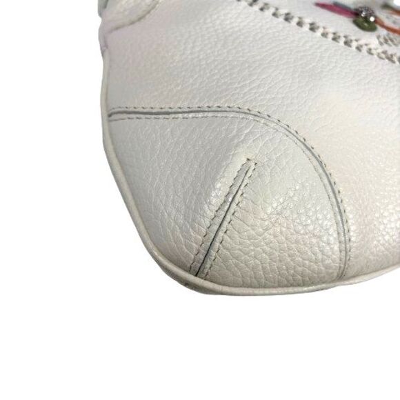 Brighton Cream White Pebbled Leather Floral Braided Strap...